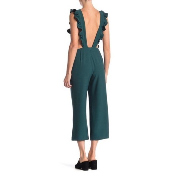 Free Press Womens Ruffle Cropped Jumpsuit Black Size M - Picture 2 of 7